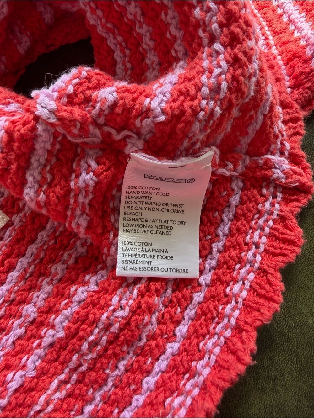 Urban Outfitters Crochet Halter Crop Top Coral Pink Striped Size Large - Picture 9 of 9